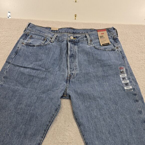 Levis 501 Original Fit Mens 40x30 Blue Jeans Stonewash Straight Leg Button Fly - Picture 3 of 15